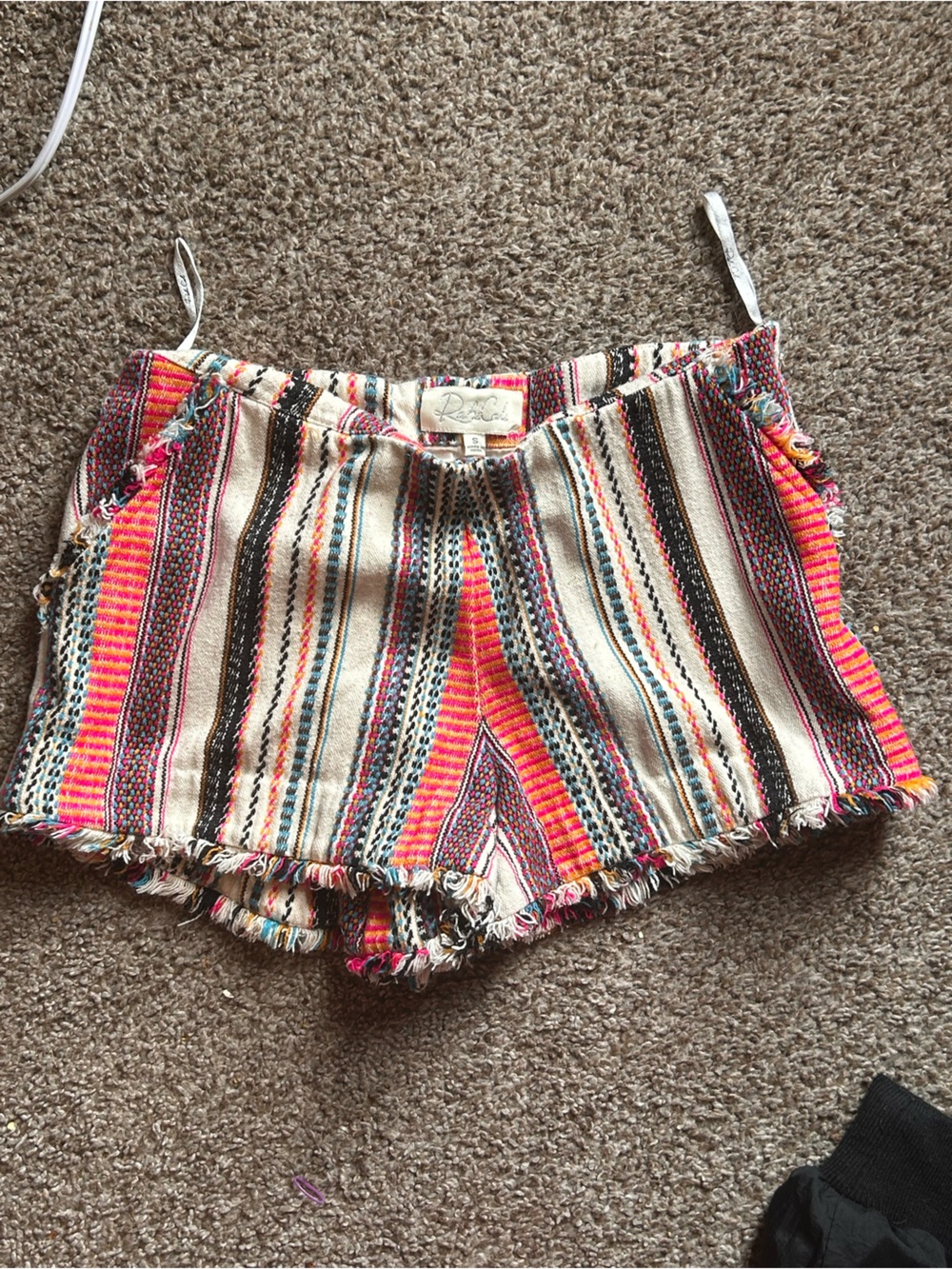 Roxy Striped Frayed Hem Women's Jean Shorts - Multicolor